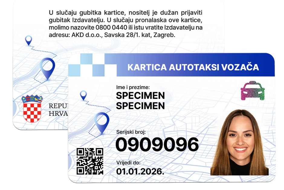 Novi  dokumenti za taksiste: Kartica autotaksi vozača
