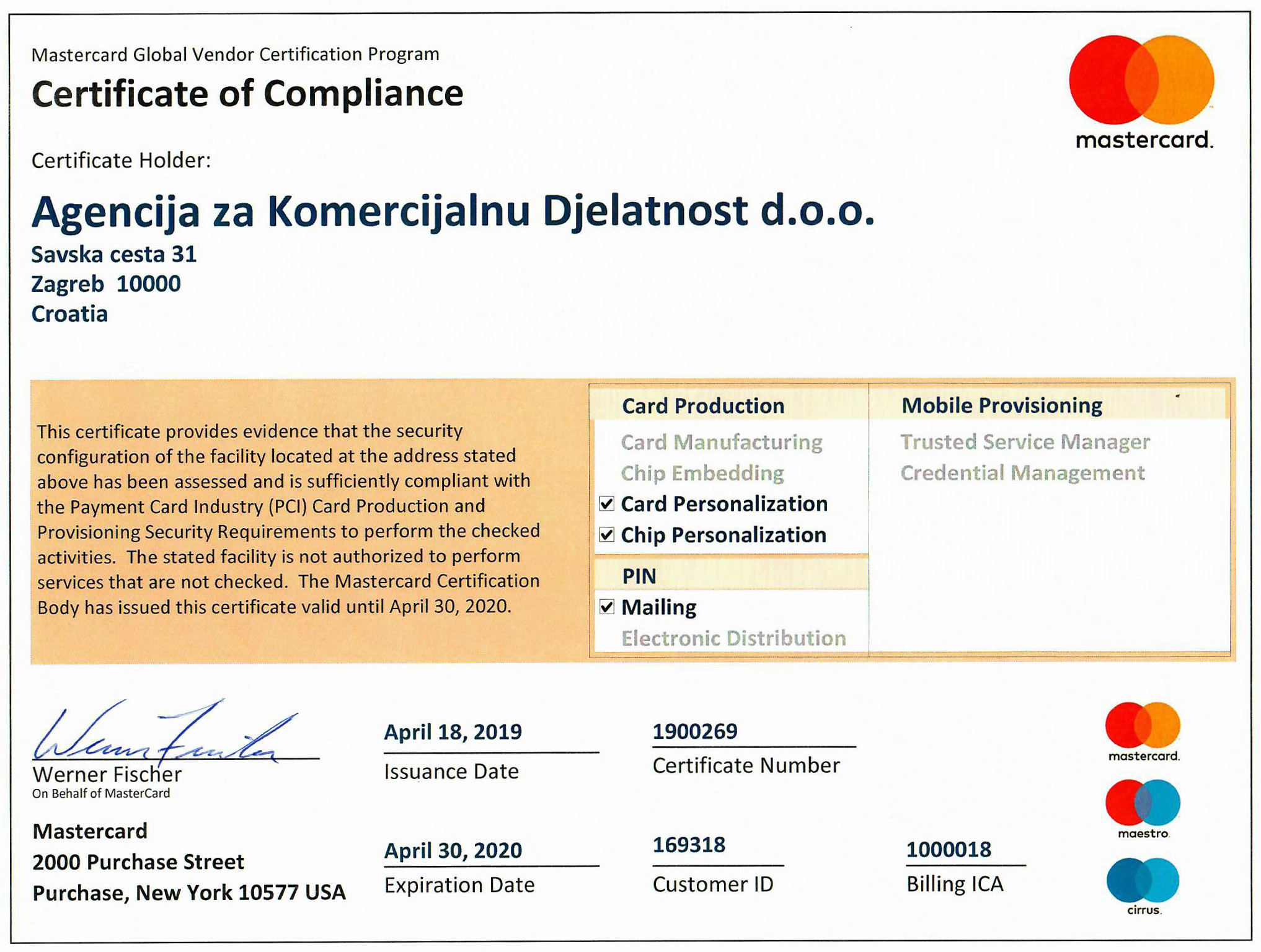 Mastercard certificate
