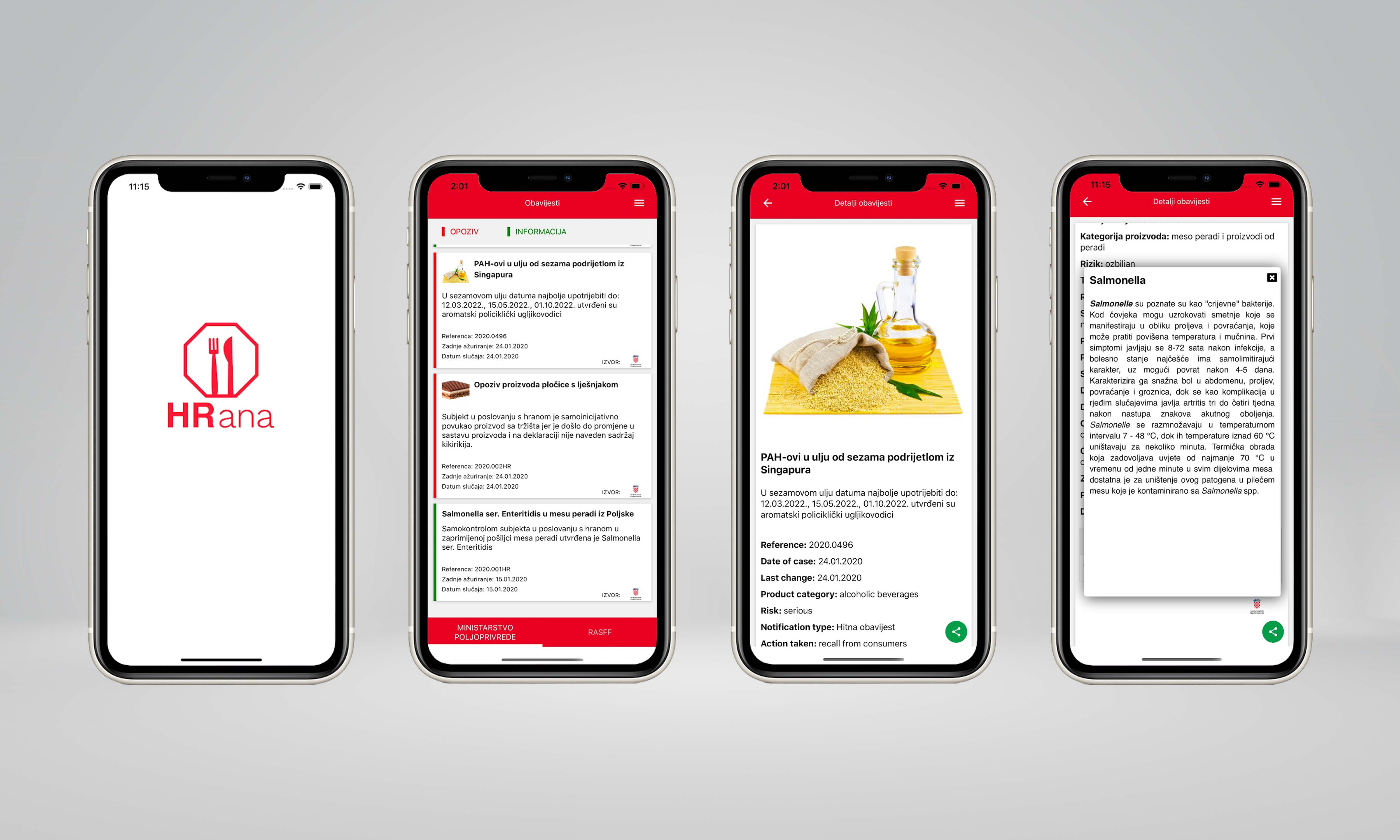 AplikacijaHRana Prikaz mobilne aplikacije